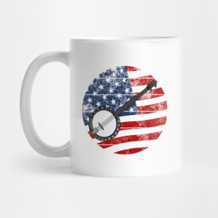 Banjo USA Flag Banjoist Folk Musician 4th July Mug